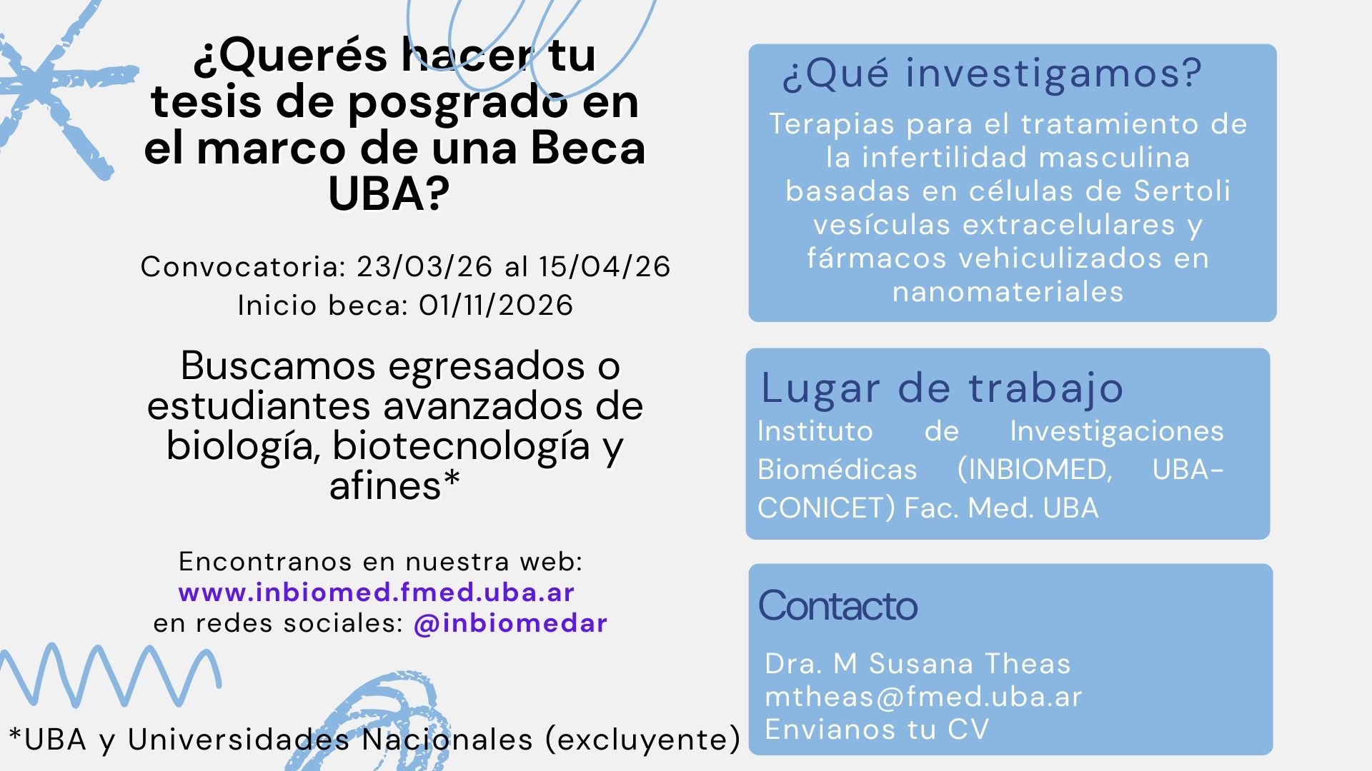 Busqueda de candidato/a Beca Doctoral UBA