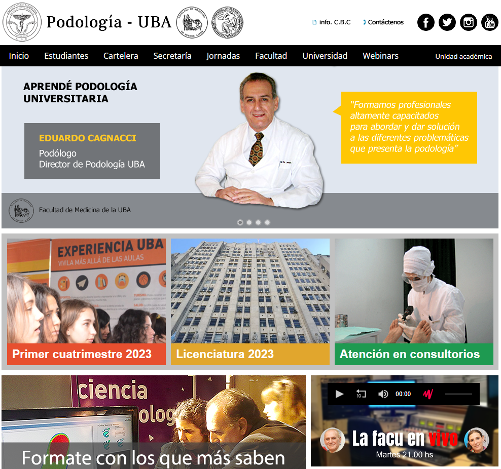 Sitio web de Podología UBA
